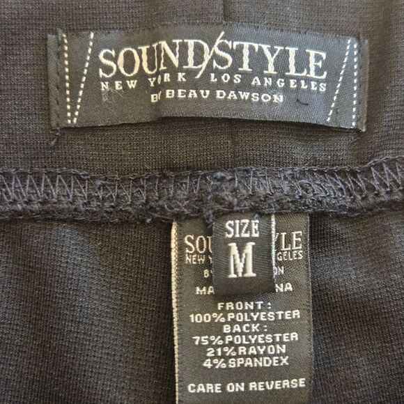 NWT Soundstyle Faux Leather Front Knit Back Women's Black Legging Pants M - Picture 8 of 9